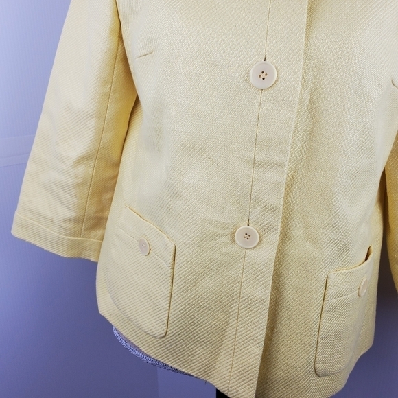 TALBOTS women blazer size 10P yellow 100% linen - Picture 10 of 16